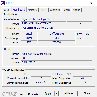 Информация о материнской плате в CPU-Z