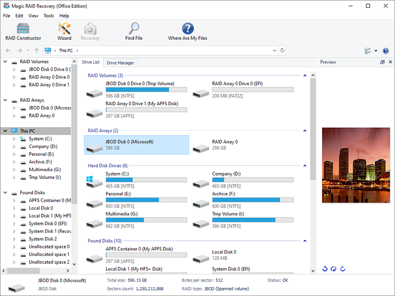 Recover RAID array with Magic RAID Recovery