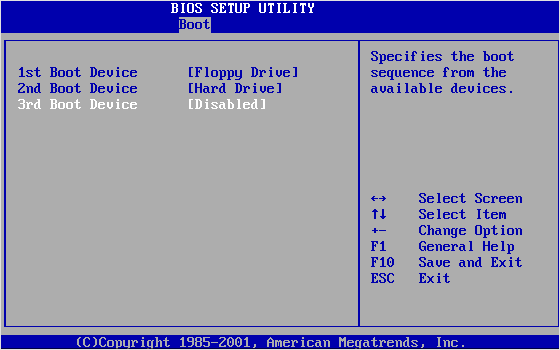 Falsche BIOS-Boot-Sequenz: kann keine Boot-Diskette finden