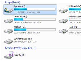 Sie können Laufwerke und Partitionen, die mit allen FAT- und NTFS-Systemversionen, formatiert wurden, wiederherstellen